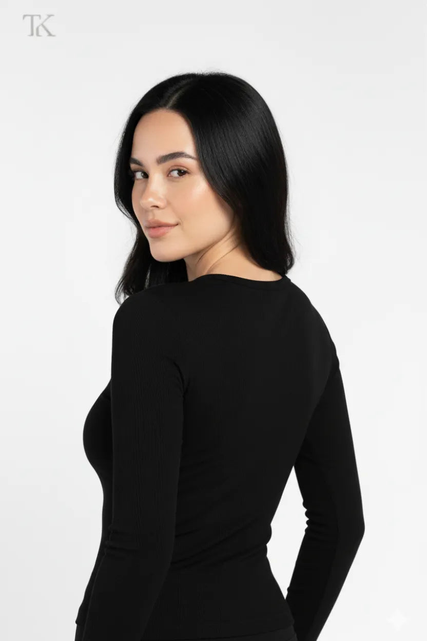 COTTON ROUND NECK ZIPPER LONG SLEEVE