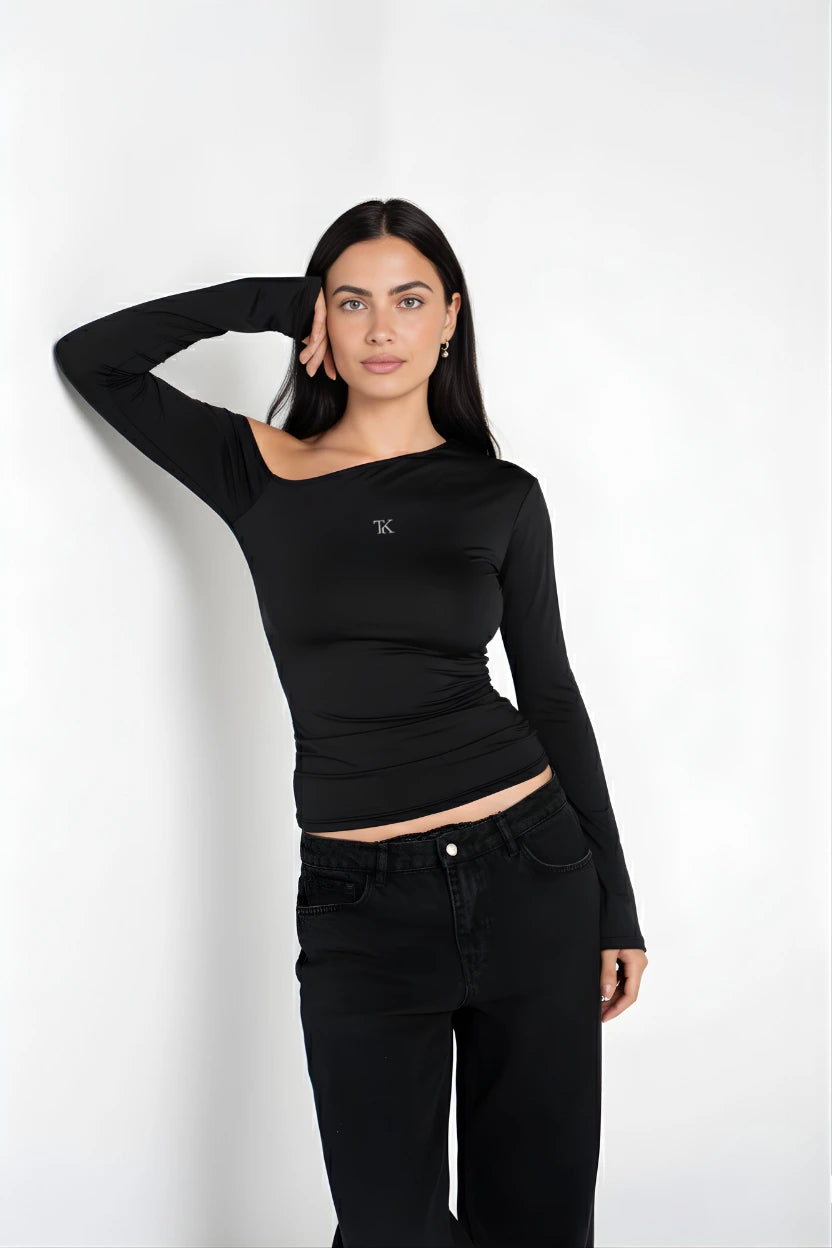 ONE SHOULDER FLARED SLEEVE