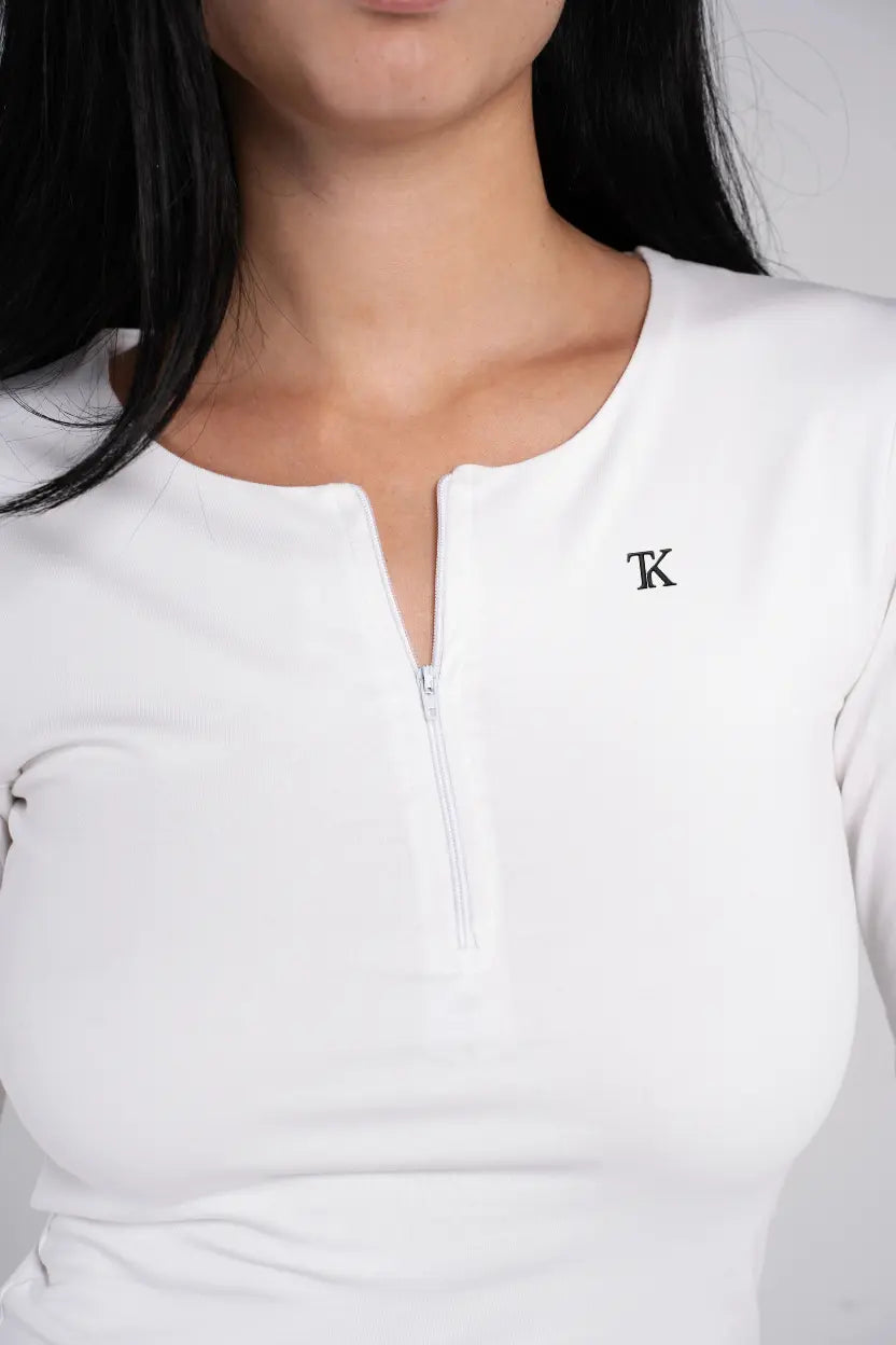 COTTON ROUND NECK ZIPPER LONG SLEEVE