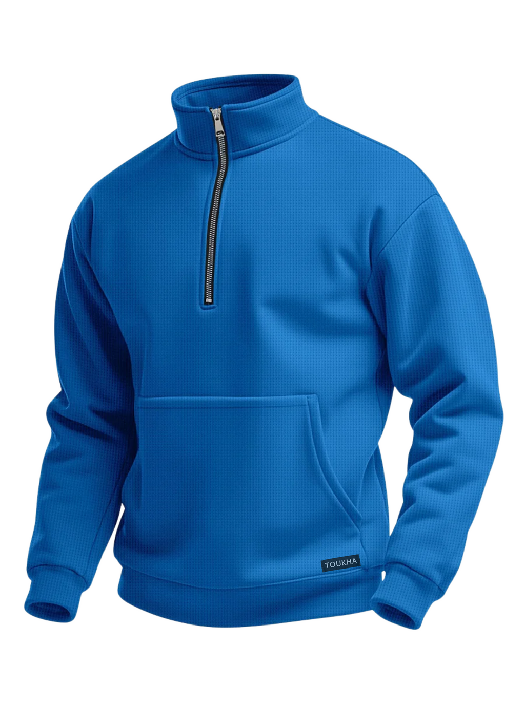 Men's Casual Stand Collar Zipper Long Sleeve Pocket Polo Sweatshirt