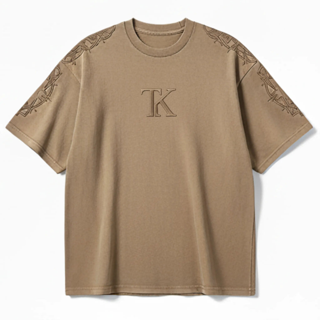 تي شيرت رجالي مطرز بأكمام قصيرة