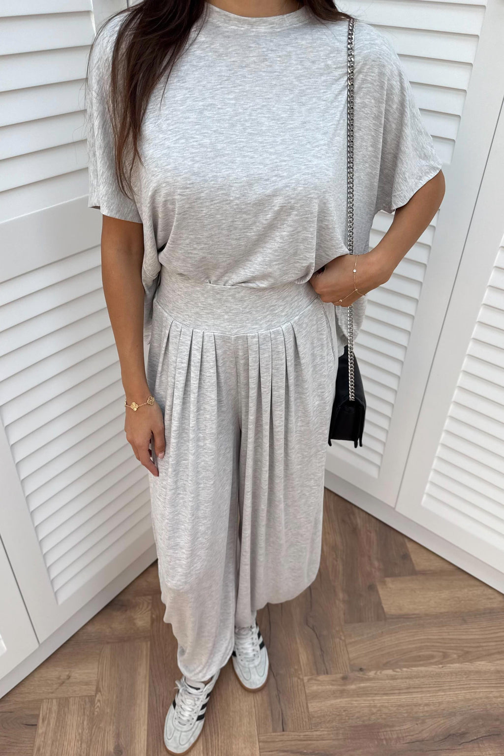 Short Sleeve Modal Shalwar Trouser Set - BROWN