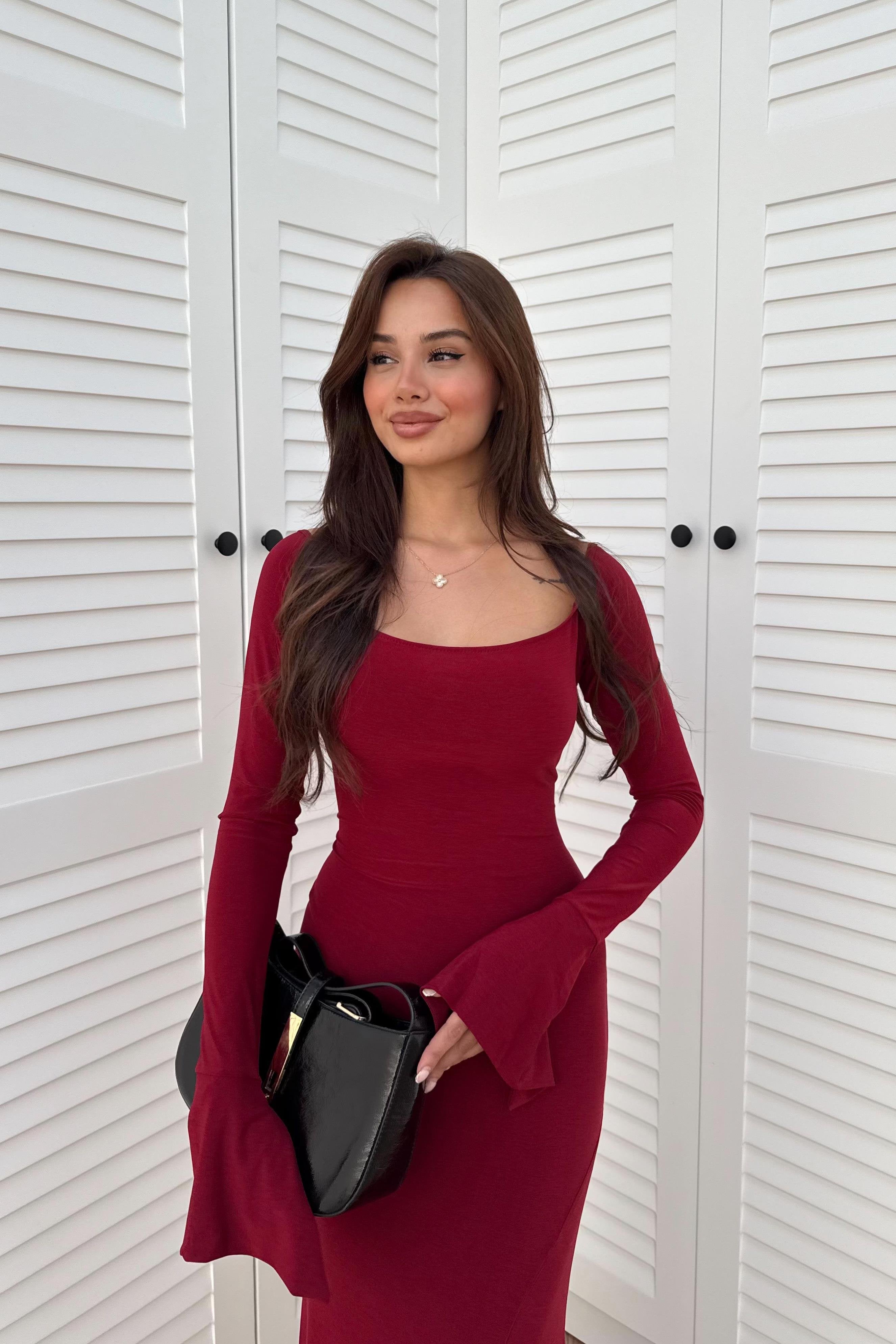 Slit Detail Dress - RED