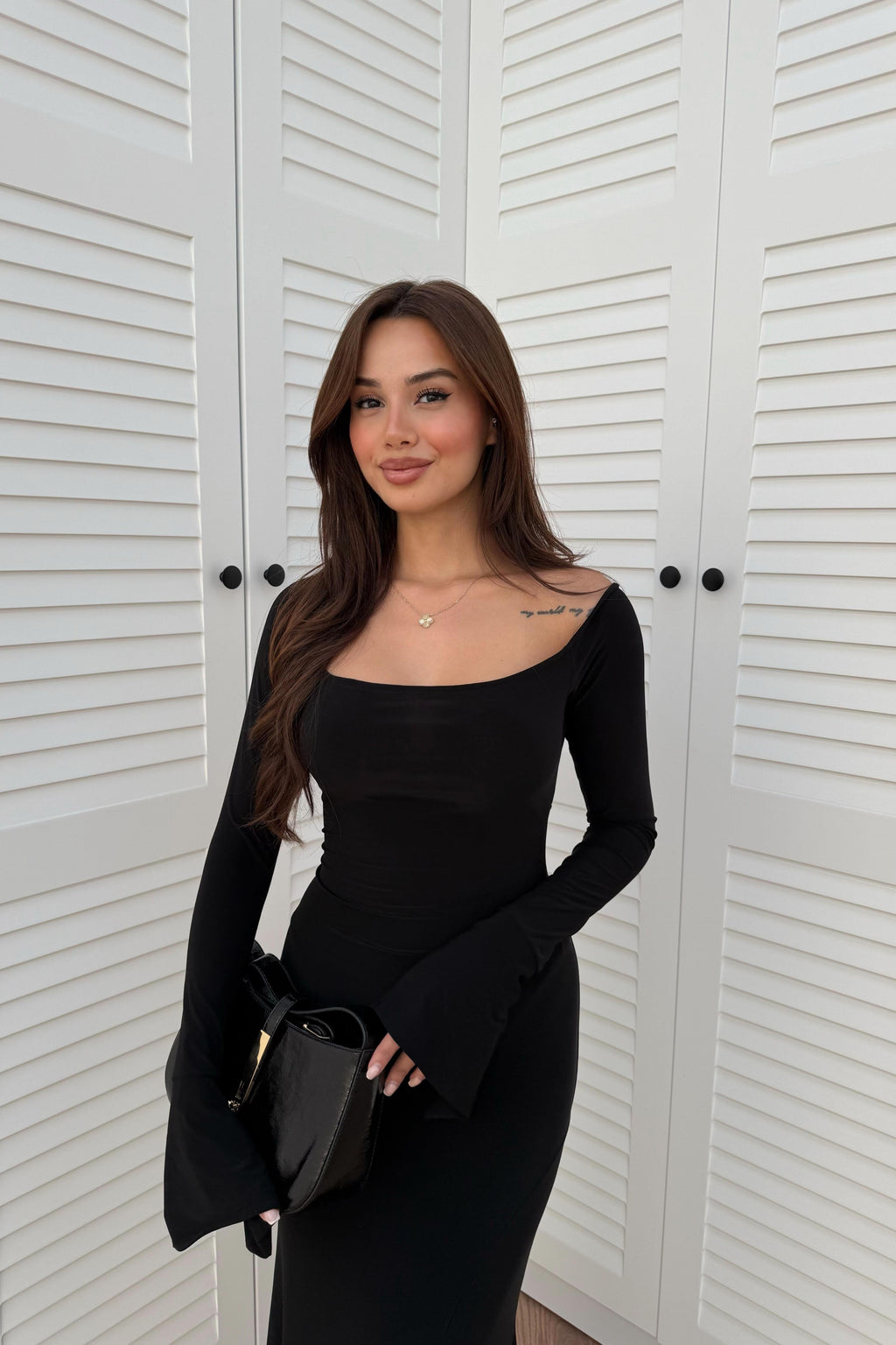 Slit Detail Dress - BLACK